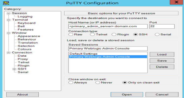 Set up an SSH tunnel to access the Oracle WLS Administration Console ...